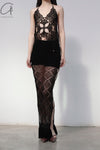 RUI hollow knitted half skirt RSS23KN13 ONYX black